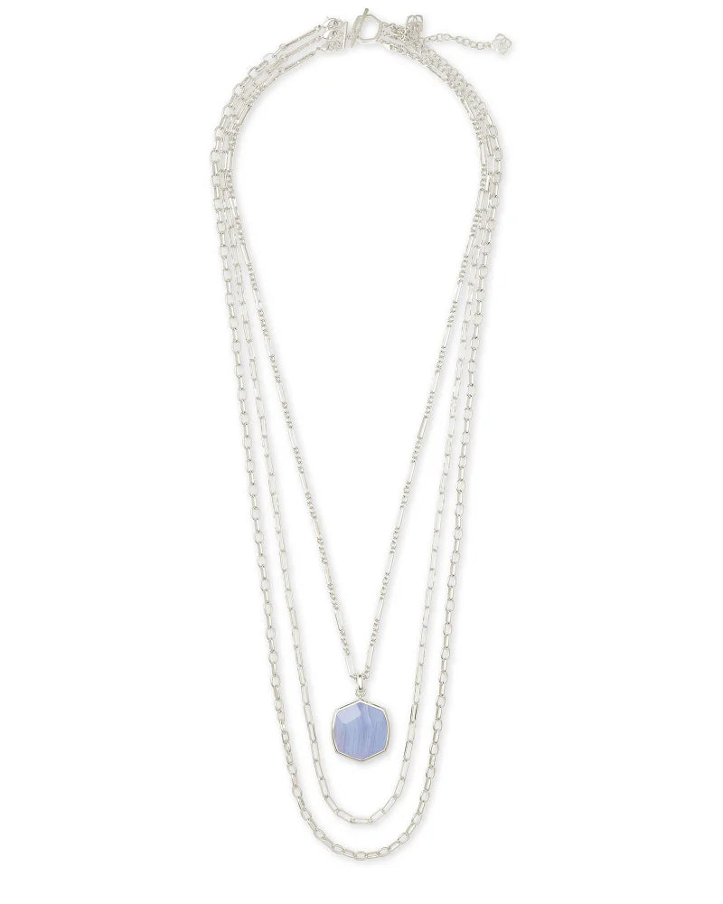 Davis Silver Multistrand Necklace in Blue Lace Agate