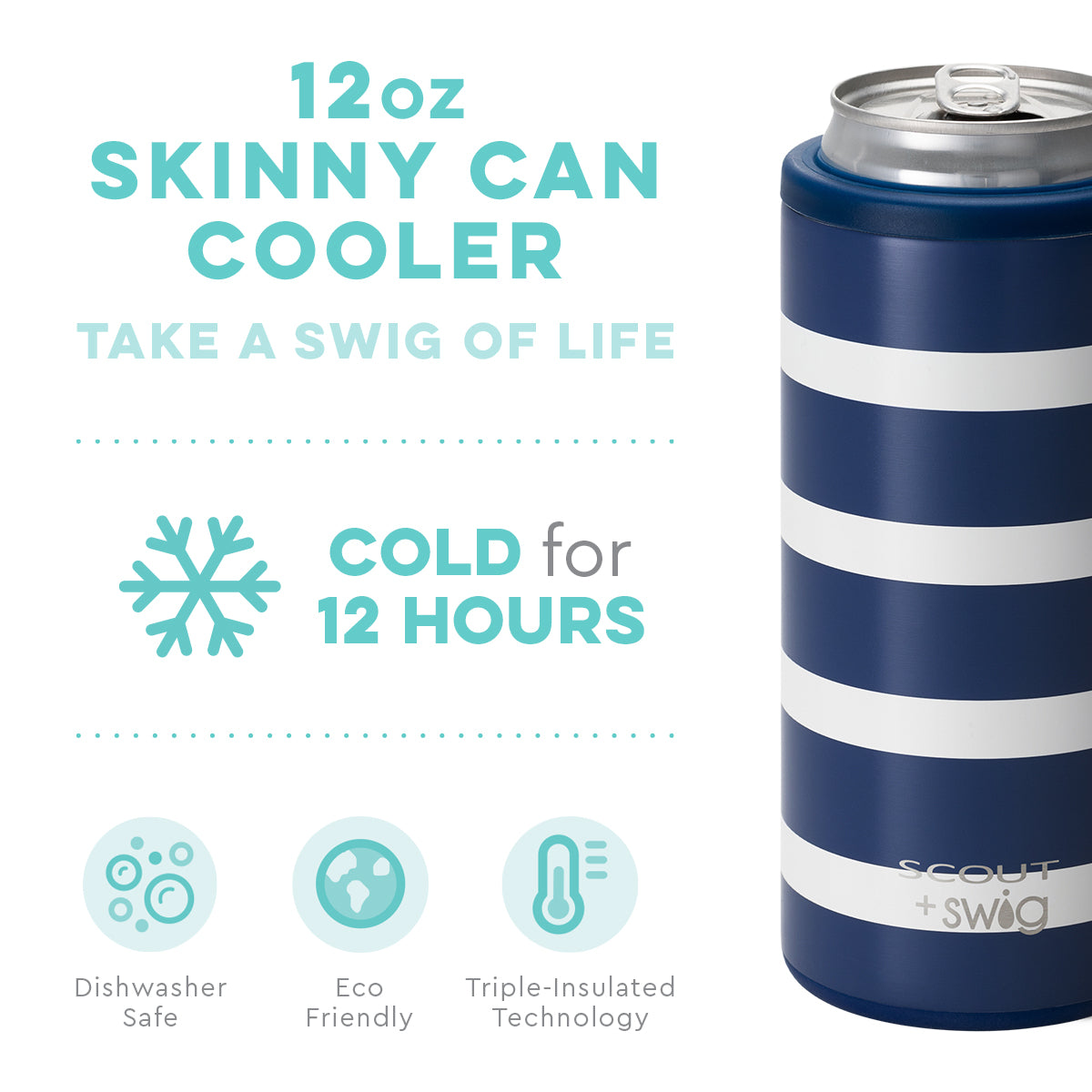 Swig + Scout - Nantucket Navy Skinny Can Cooler (12oz)