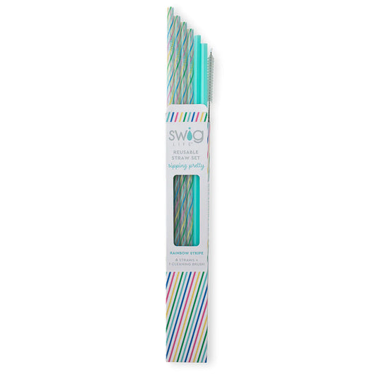 Rainbow + Aqua Reusable Straw Set