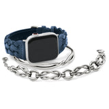 Sutton Braided Leather Watch Band - French Blue