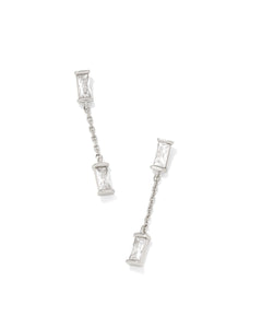 Juliette Silver Drop Earrings in White Crystal