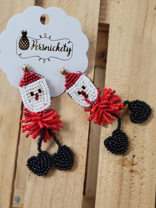 Beaded Santa Earrings