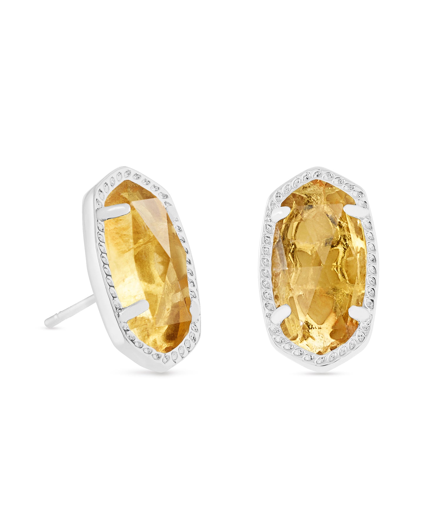 Ellie Silver Stud Earrings in Orange Citrine Quartz