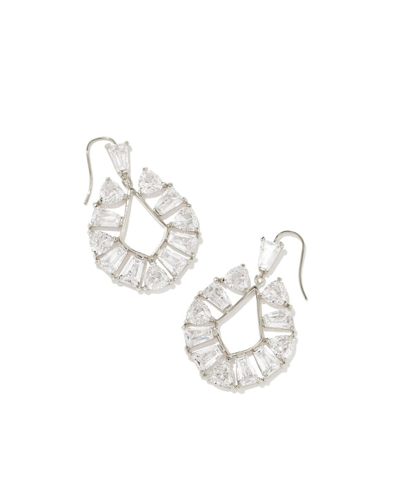 Blair Jewel Silver Open Frame Earrings in White Crystal