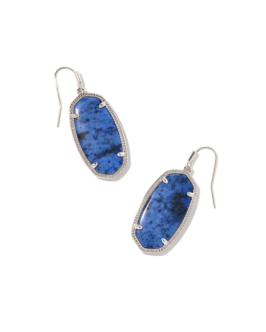 Elle Silver Drop Earrings in Blue Dumortierite