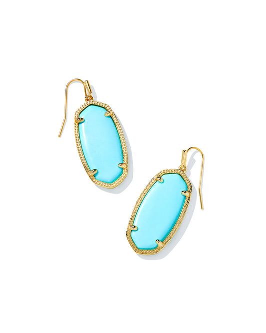 Elle Gold Drop Earrings in Light Blue Magnesite