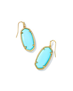 Elle Gold Drop Earrings in Light Blue Magnesite