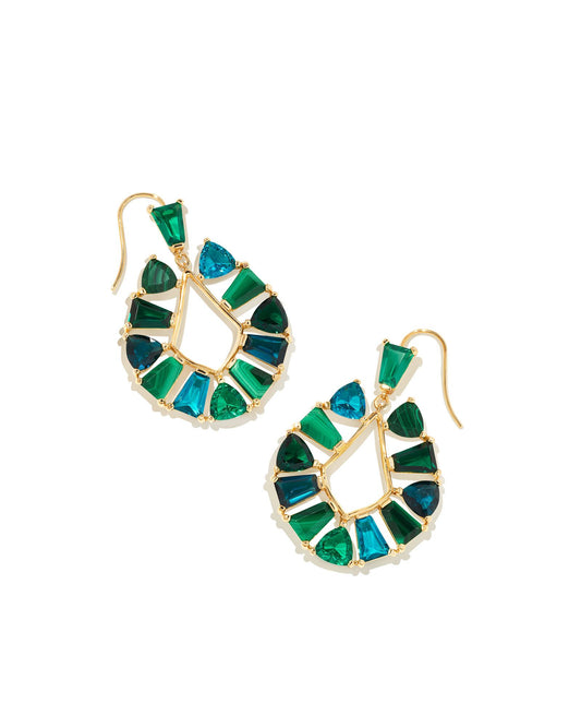 Blair Jewel Gold Open Frame Earrings in Emerald Mix