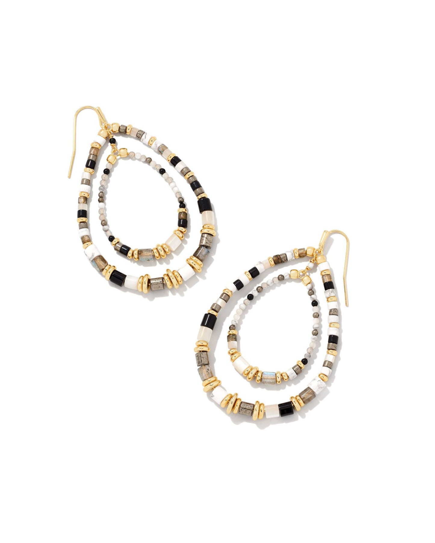 Bree Gold Open Frame Earrings in Neutral Mix