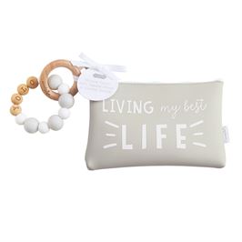 BEST LIFE GRAY SILICONE TEETHER POUCH SET
