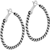 Twist Oval Hoop Charm Earrings