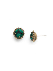 Emerald Simplicity Stud Earrings Antique Gold